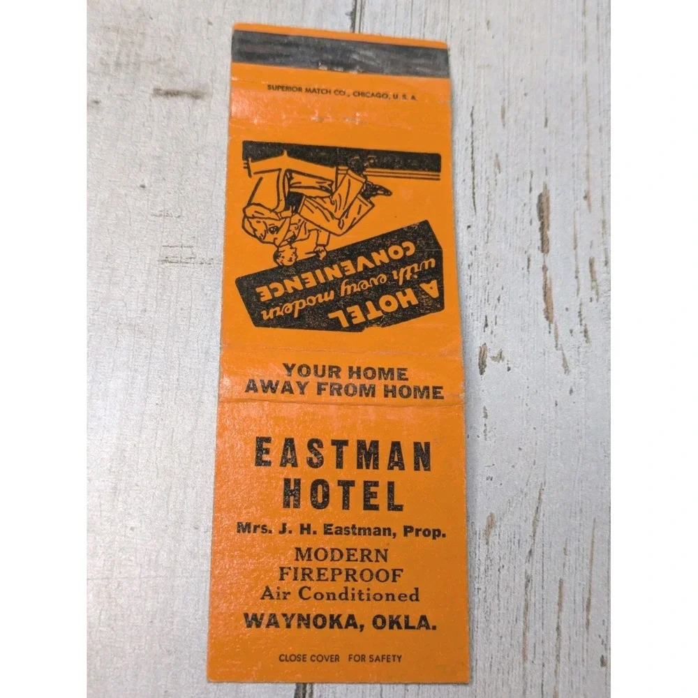 Matchbook Cover Eastman Hotel Waynoka, Oklahoma Vintage‎ orange